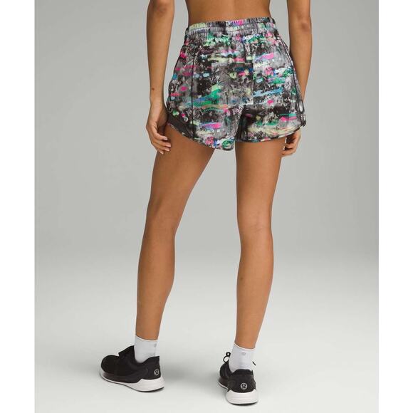 Lululemon Hotty Hot High-Rise Lined Short 4" Paint Drift Multi Graphite Grey 6 - Picture 2 of 9